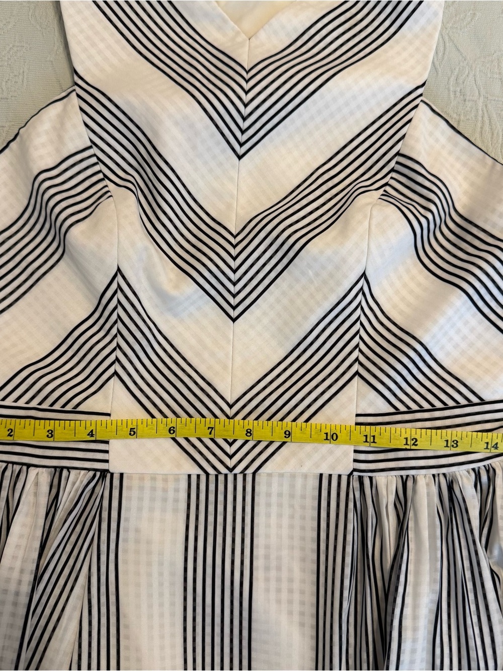 Adelyn Rae White and Black Striped Midi Fit-and-Flare Dress - Picture 6 of 8
